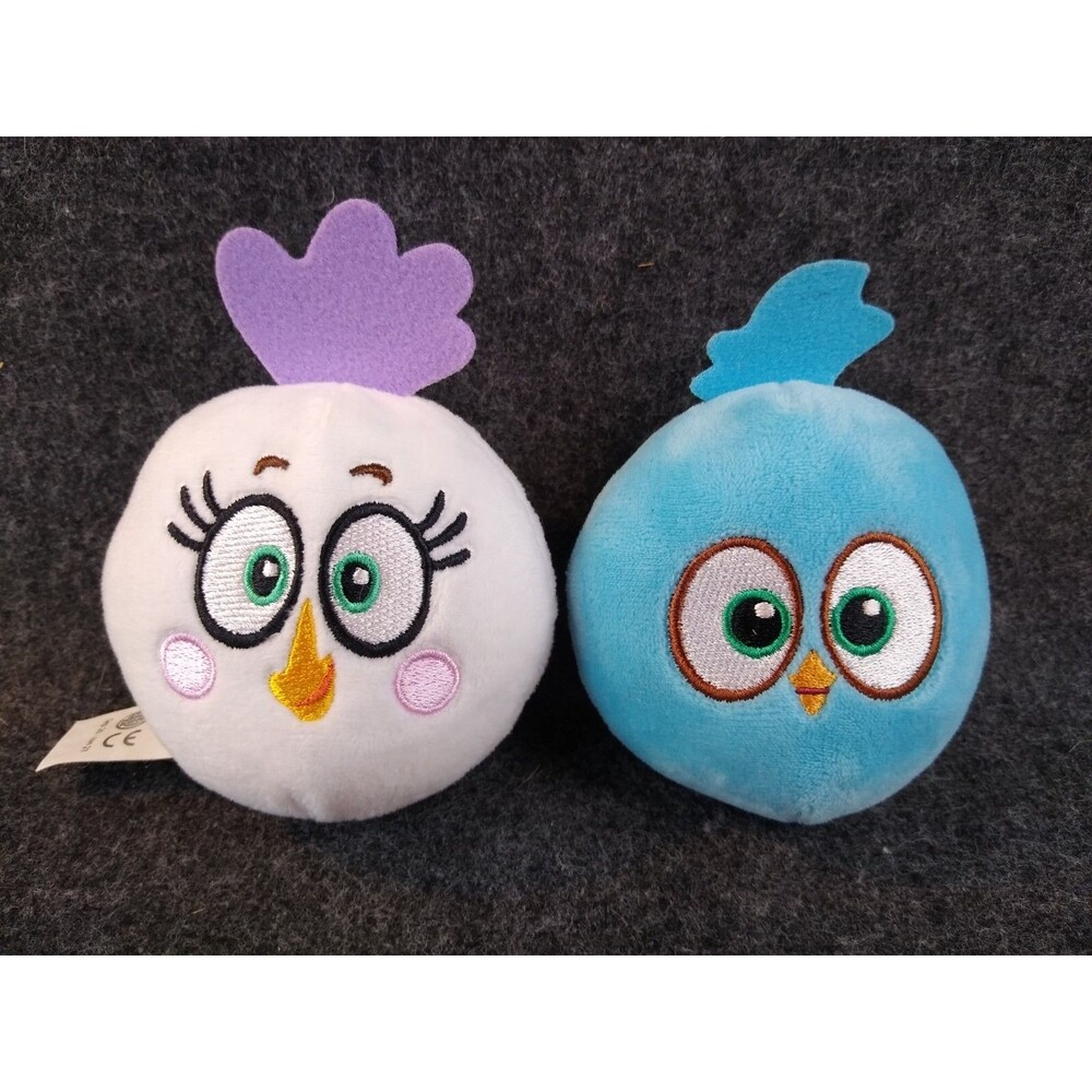 2 Angry Birds Burger King White Matilda Jake Blue Plush Mini Toy Stuffed Animals